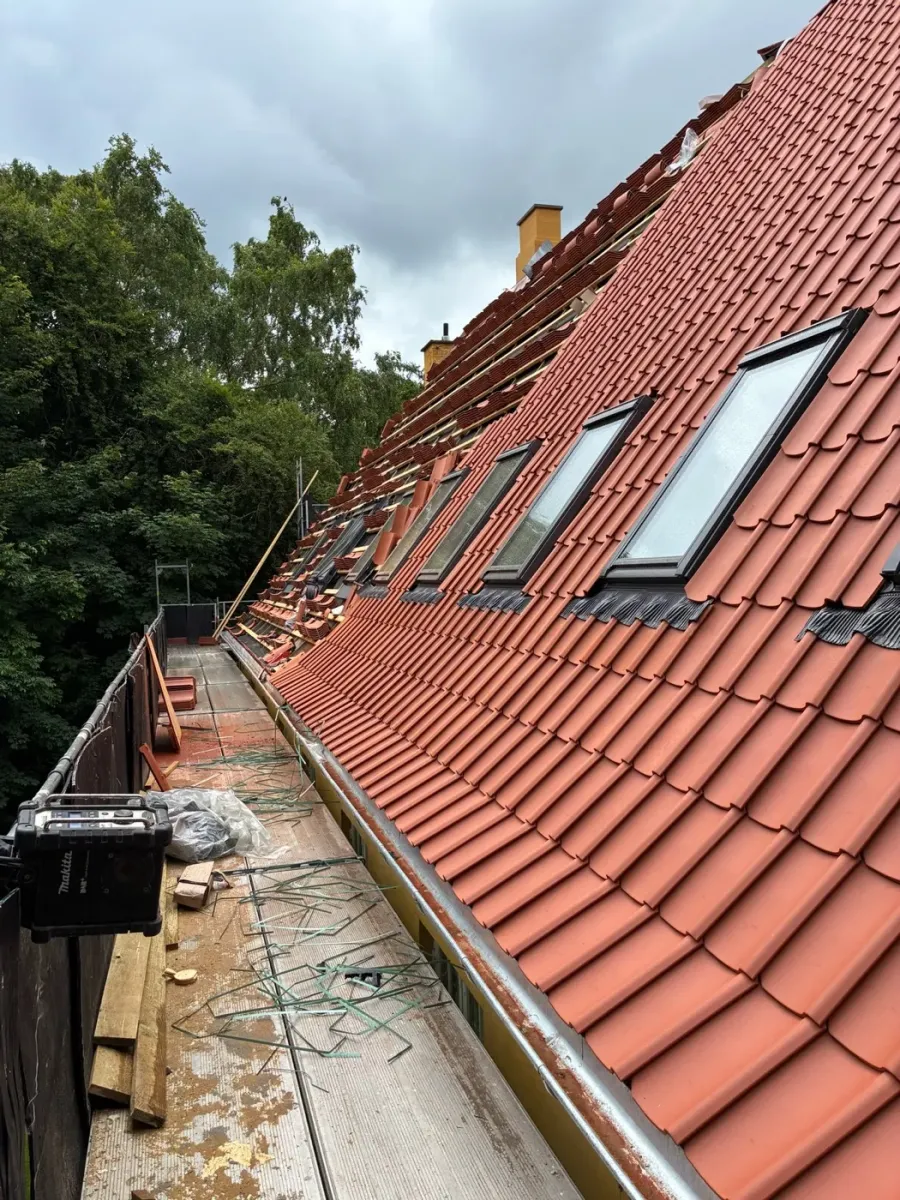 Nyt tegltag med Velux ovenlys i Klampenborg